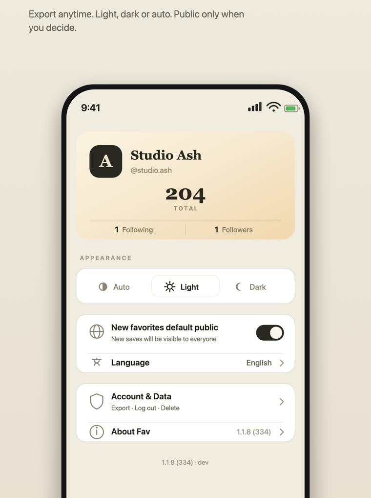 A Fav profile and its settings